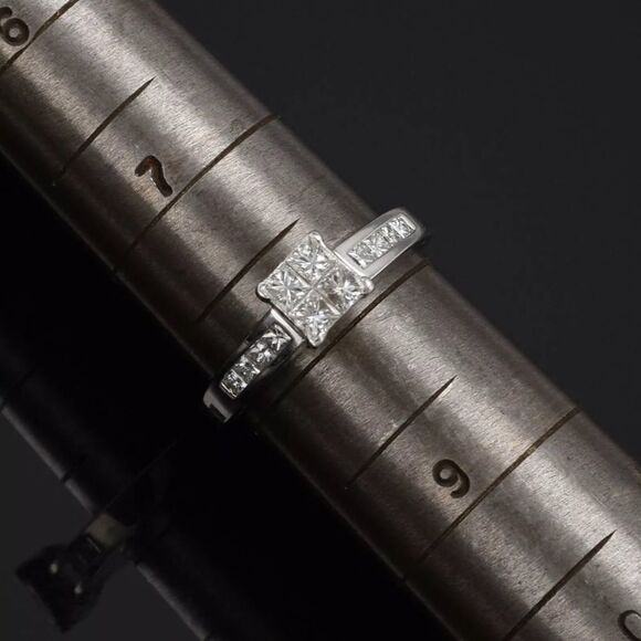 14K WG 1.00 Carat Square Cut Diamond Engagement Ring w/ $3,500 Appraisal - Picture 7 of 11